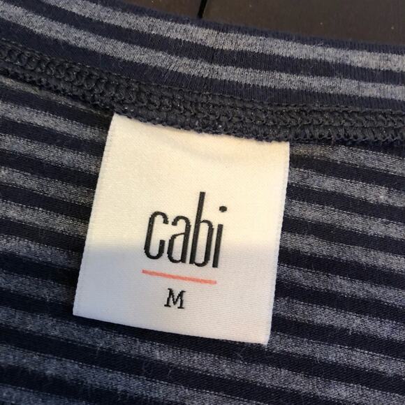 Cabi Wonder Tee navy gray striped long sleeve knit top size Medium #3808 - Picture 5 of 13